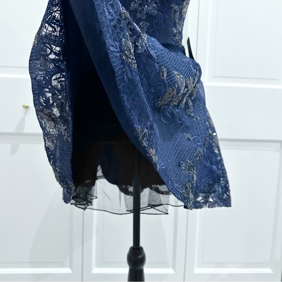 NWT City Vibe Lace-Sequin-Embroidered Mesh Overlay Fit-And-Flare Party Dress - Picture 11 of 15